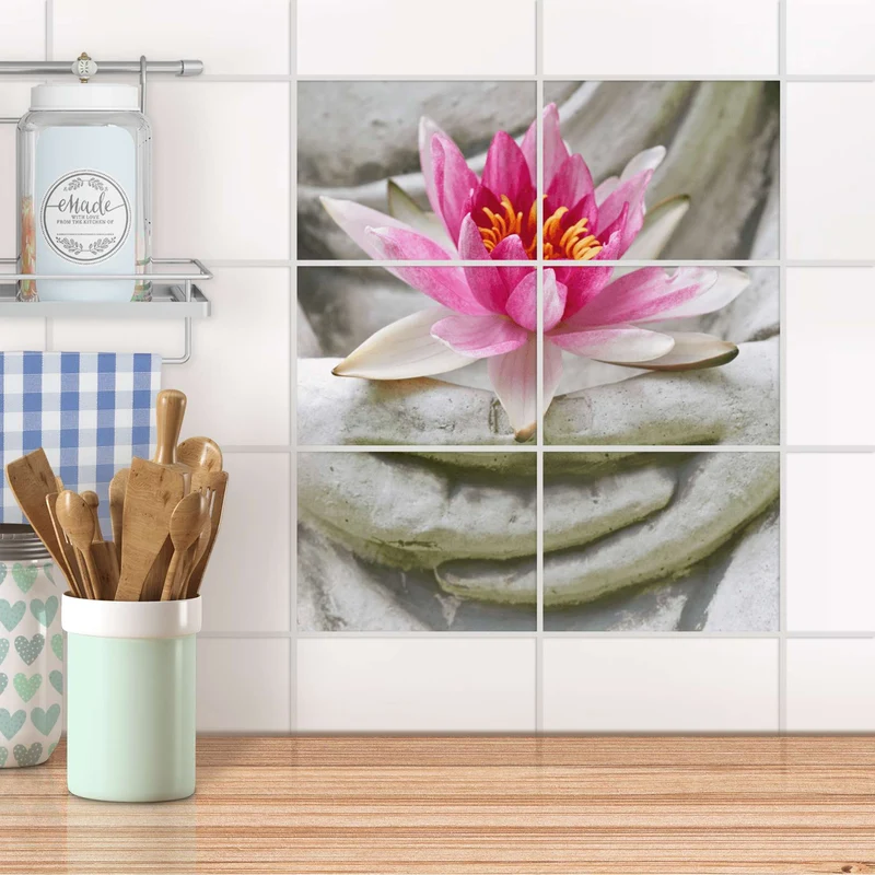 Fliesenfolie [quer] für Küche & Bad - Design: Flower Buddha