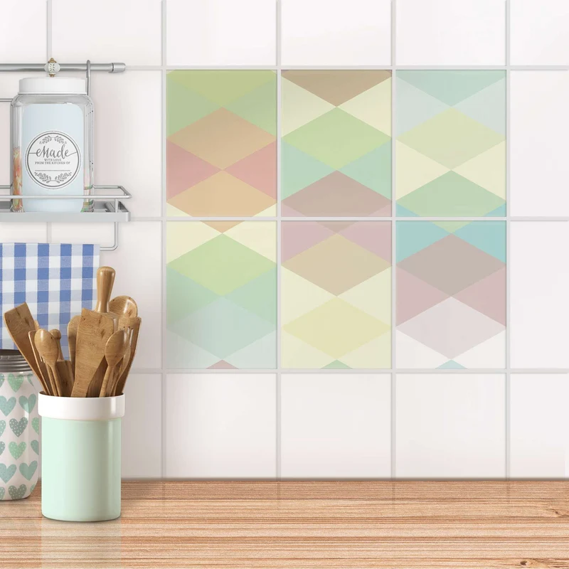 Fliesenaufkleber [hoch] für Küche & Bad - Design: Melitta Pastell Geometrie