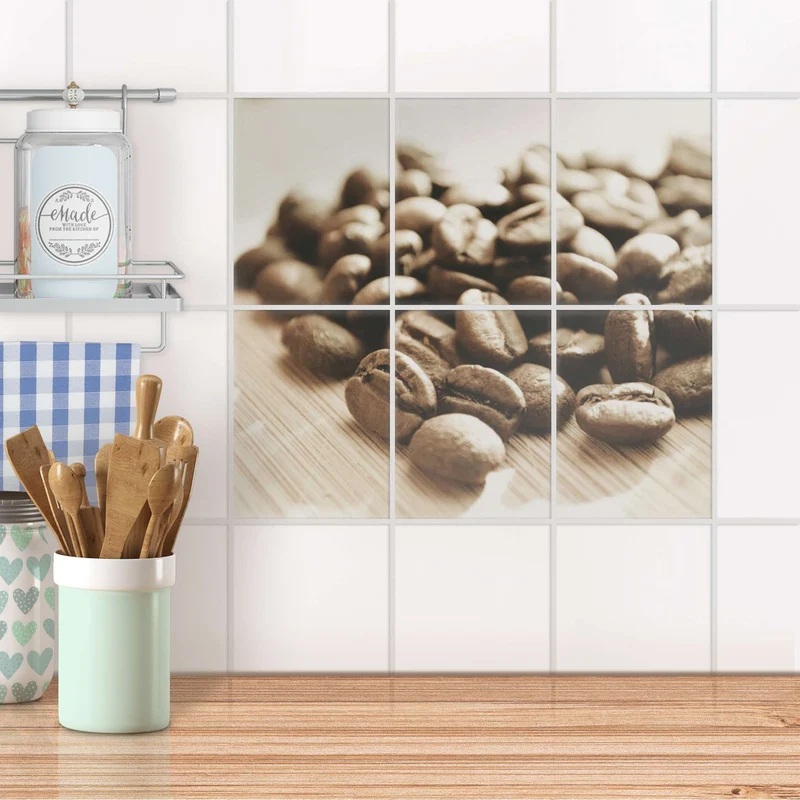 Fliesenaufkleber [hoch] für Küche & Bad - Design: Coffee Beans