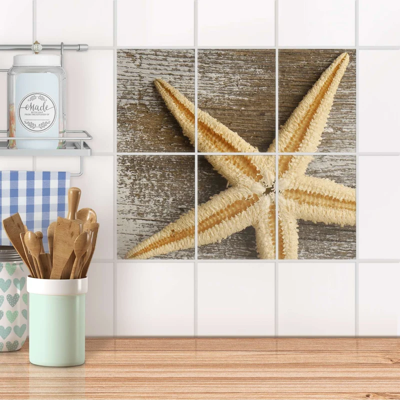 Fliesenaufkleber [hoch] für Küche & Bad - Design: Starfish