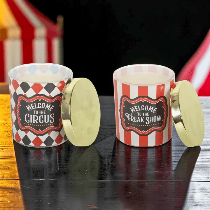 Creepy Zirkus Duftkerzen Set – 2 Kerzen Candy Apple und Vanilla Sugar