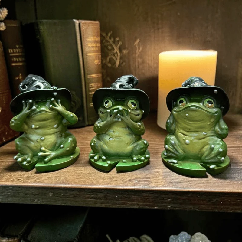 Zauberhafte Kröten Figuren 3er-Set – Nichts sehen, hören, sagen mit Zaubererhut