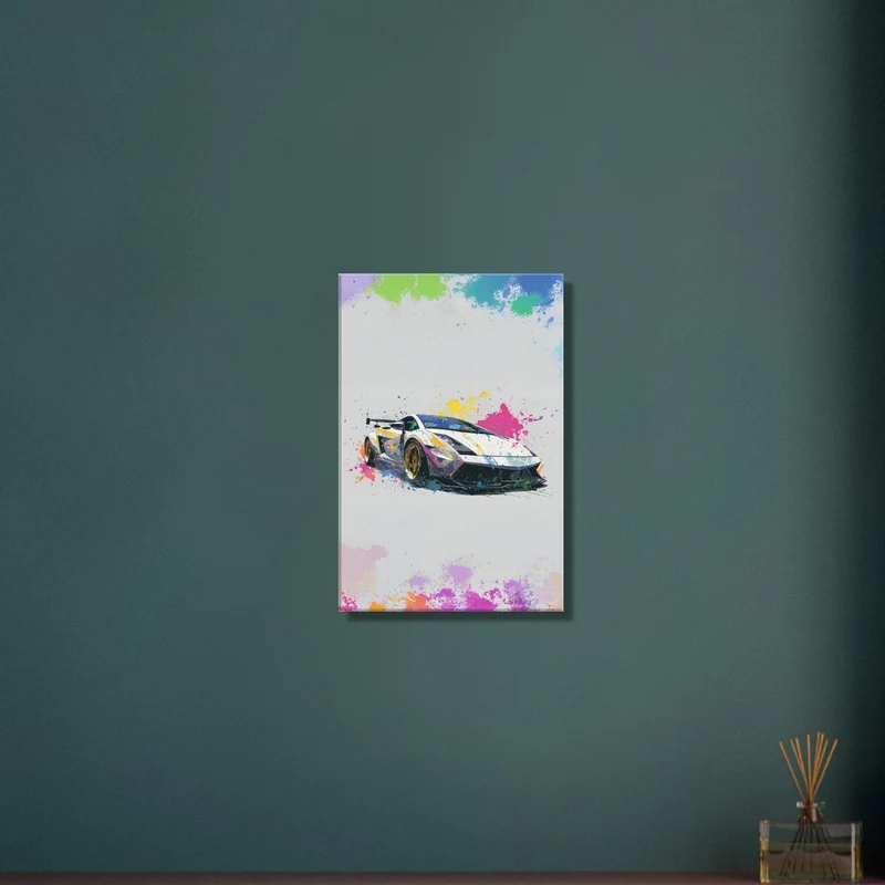 White Sports Car Acrylic Painting
