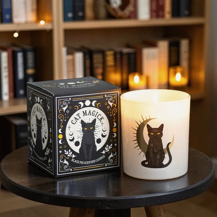 Schwarze Katze Duftkerze Feige – Witchy Kerze