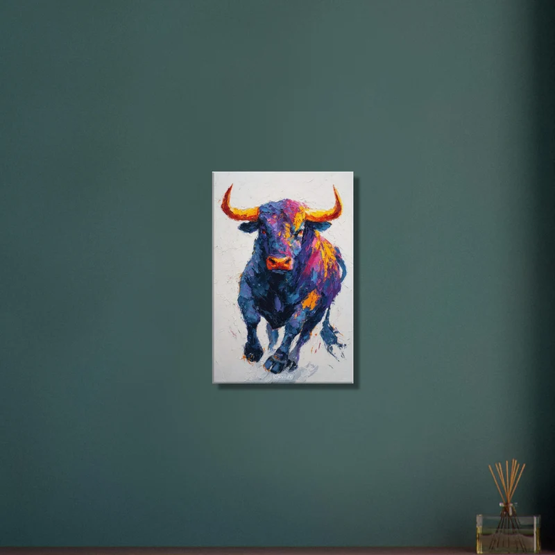 Colorful Bull Acrylic Painting
