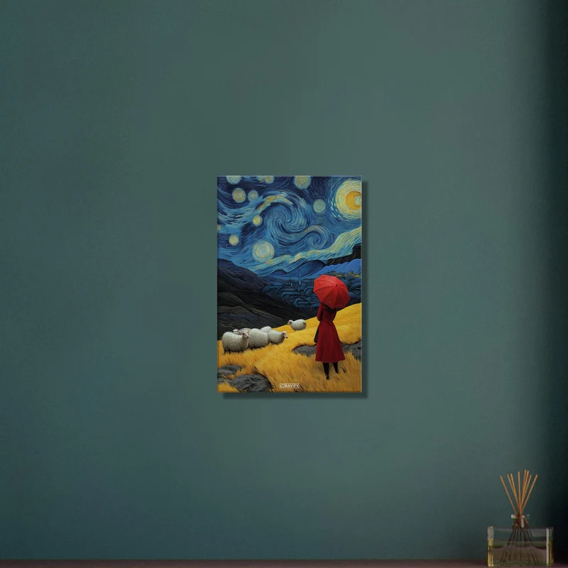 Red Umbrella in the Starry Night
