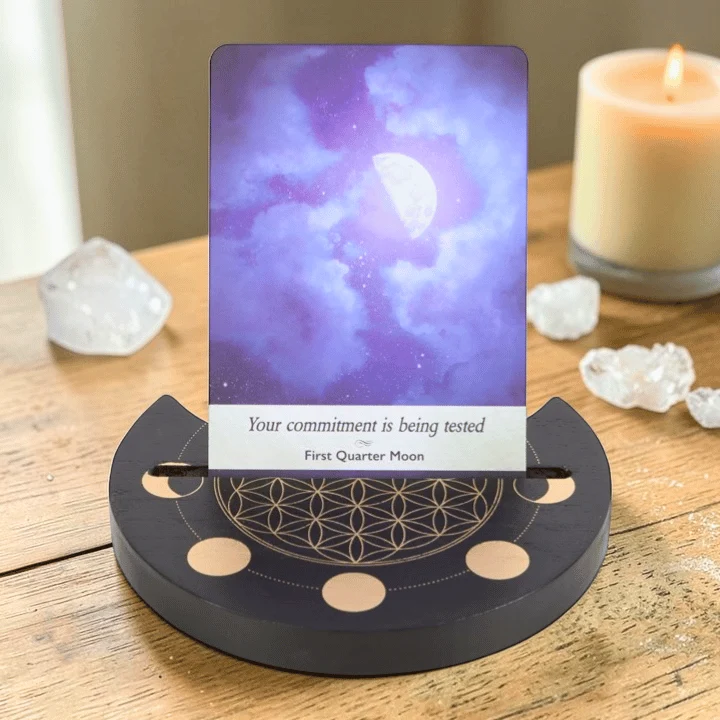 Halbmond Tarot Kartenständer – Flower of Life Deko für tägliche Rituale
