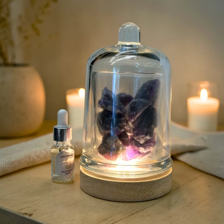 Kristall-Diffusor Lampe mit LED – Duftöl Set in 5 Varianten