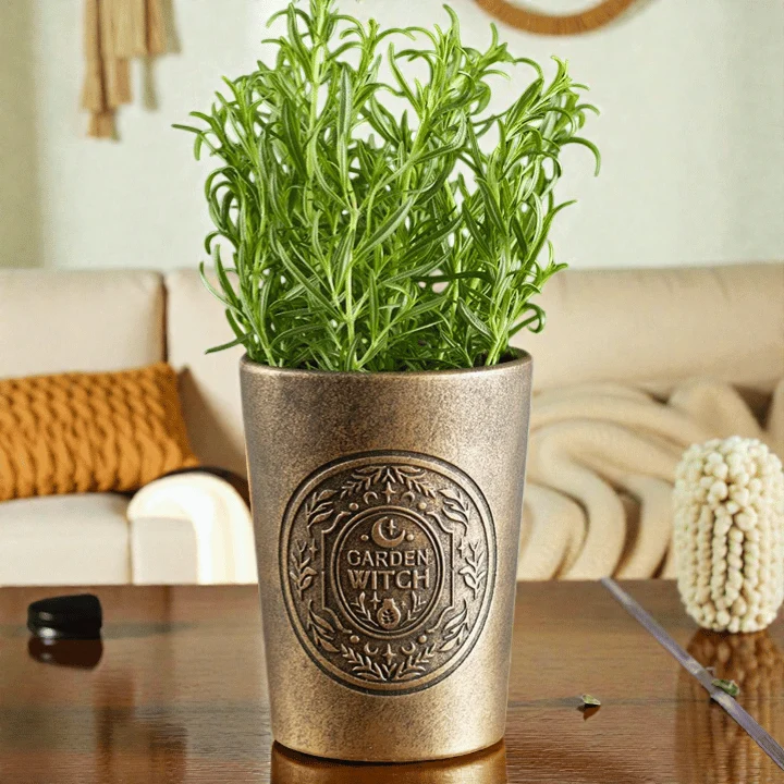 Garden Witch Blumentopf – Terrakotta in Bronzeoptik für Kräuter und Sukkulenten