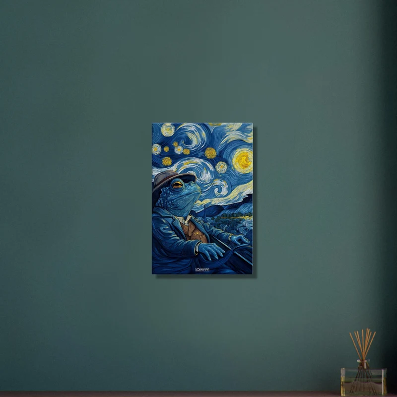 Blue Frog in the Starry Night
