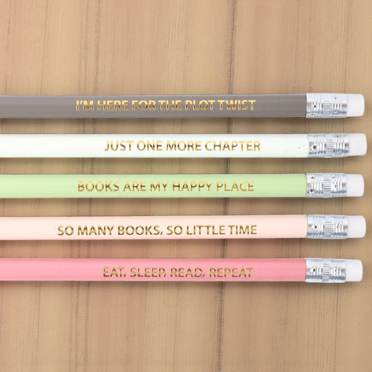 Bleistifte mit Büchersprüchen – 5er Set für Booklover & Leseratten