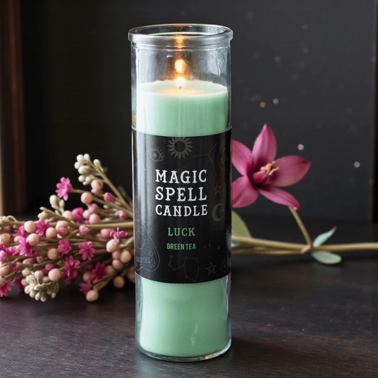 Glück Ritualkerze "Grüntee" – Witchy Zauberkerze für Intention & Rituale