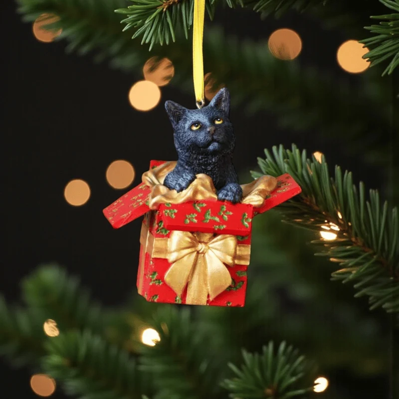 Weihnachtsbaum Anhänger für Catlover – Katze in Geschenk von Lisa Parker