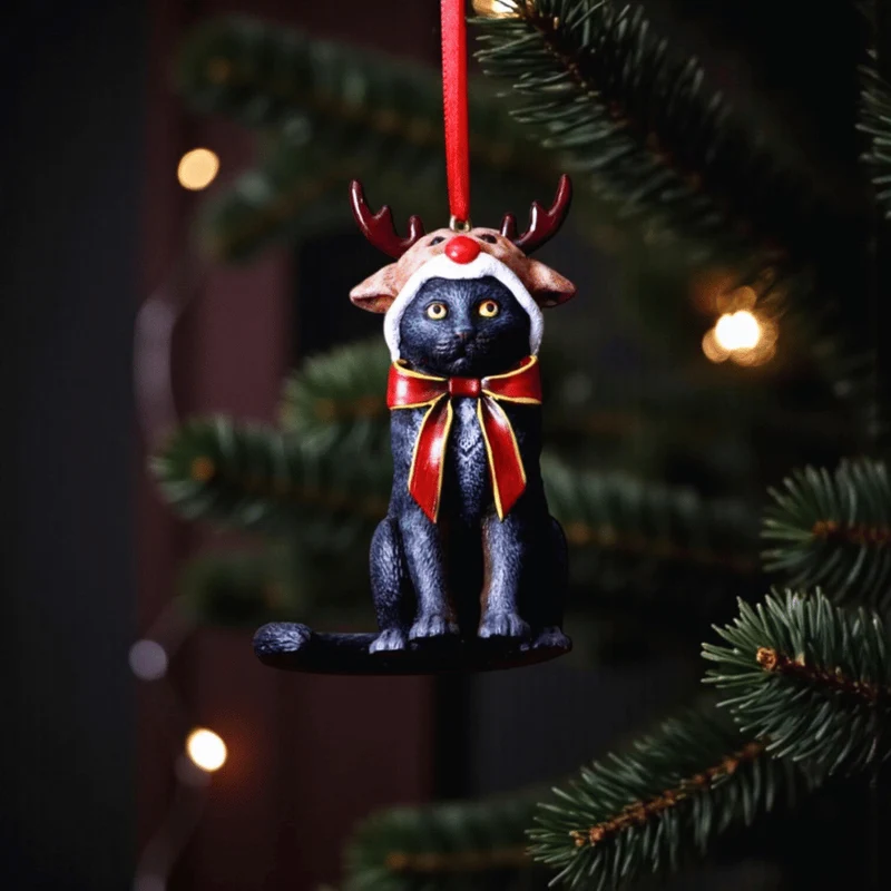 Weihnachtsbaum Anhänger für Catlover – Rentier-Katze von Lisa Parker