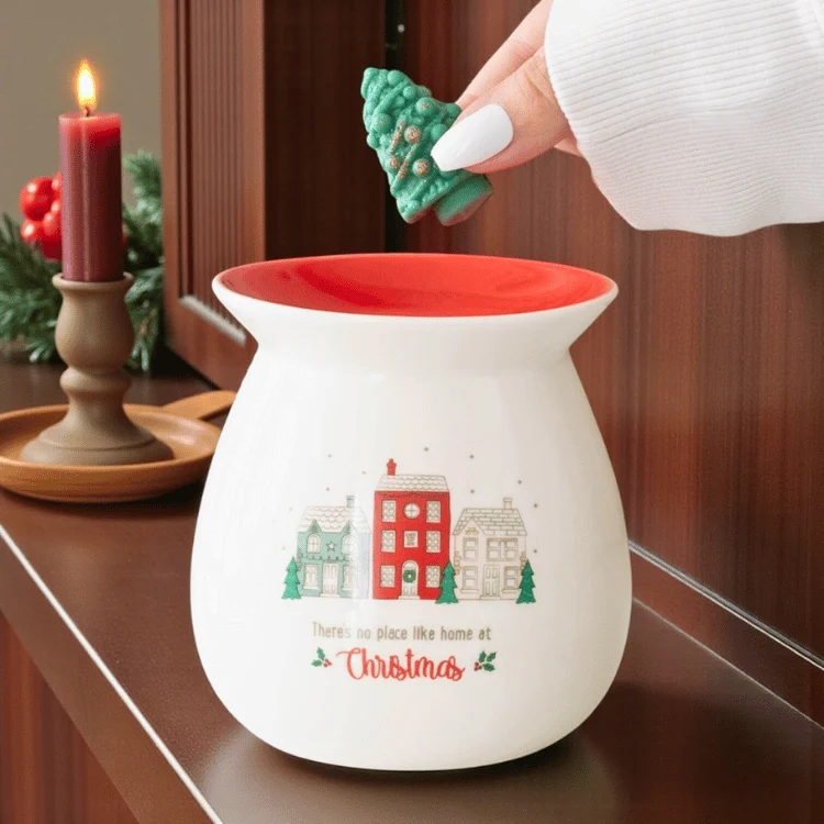 Weihnachts Keramik Duftlampe im Set mit Tannenbaum Duft Wax-Melts
