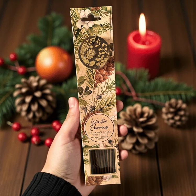 Winter Berrys Räucherstäbchen – Set mit Holzhalter in 2 winterlichen Duftvarianten