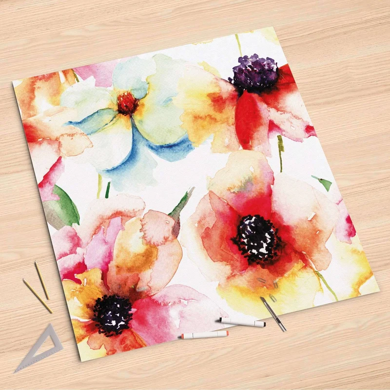 Folienbogen (90x90 cm) - Design: Water Color Flowers