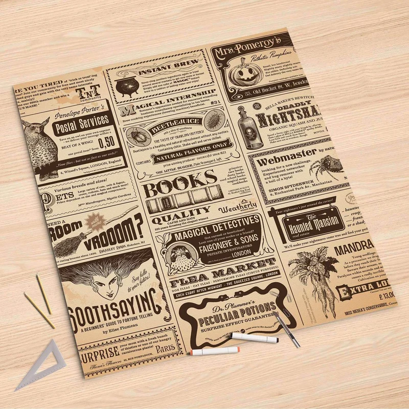 Folienbogen (90x90 cm) - Design: Vintage Newspaper