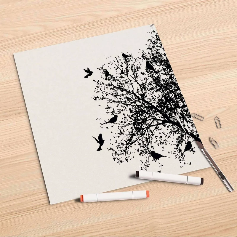 Folienbogen (30x30 cm) - Design: Tree and Birds 2