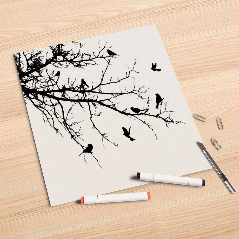 Folienbogen (30x30 cm) - Design: Tree and Birds 1