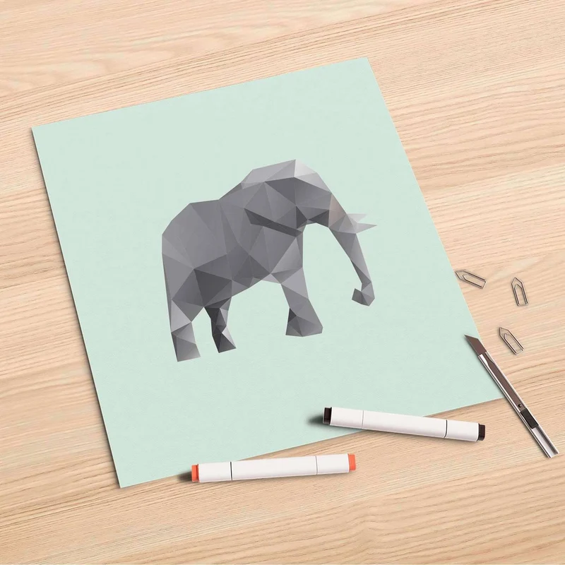 Folienbogen (30x30 cm) - Design: Origami Elephant