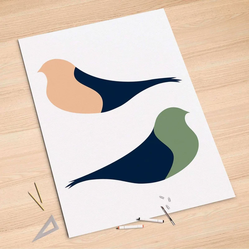 Folienbogen (100x150 cm) - Design: Vintage Vögel