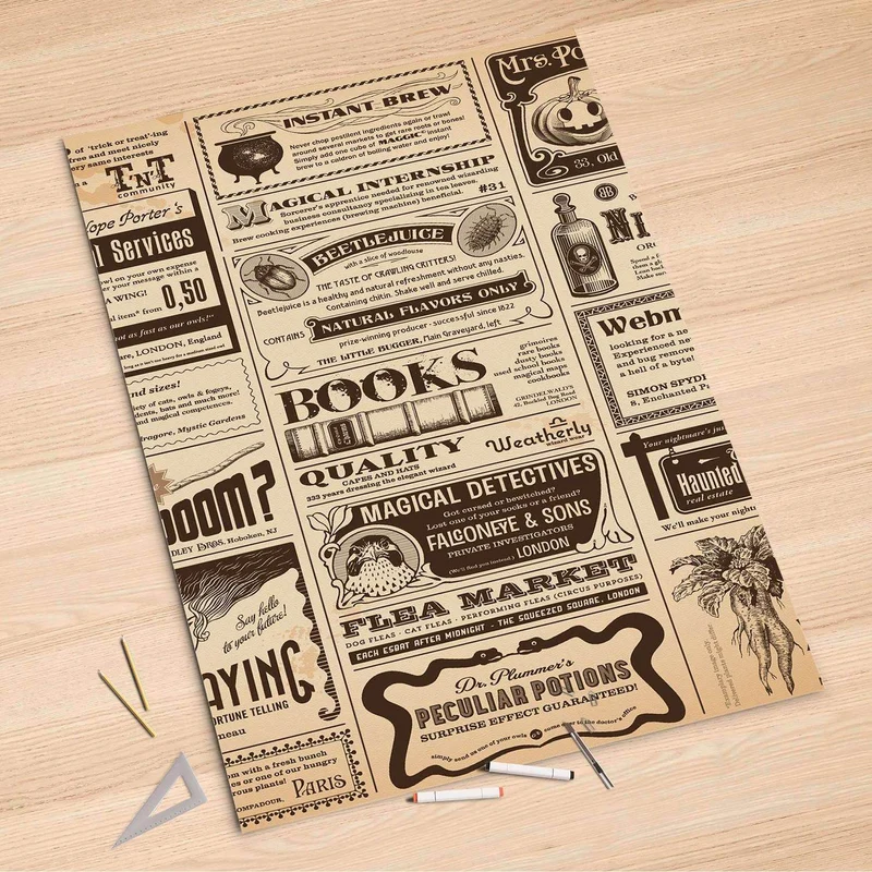 Folienbogen (100x150 cm) - Design: Vintage Newspaper