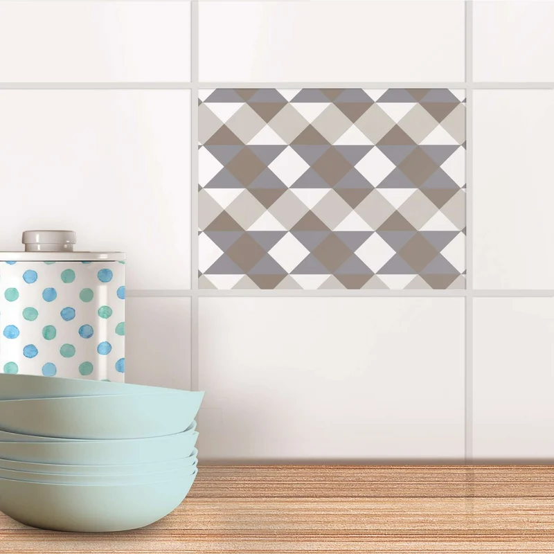 Fliesenfolie für Küche & Bad - Design: Triangle Pattern - Grau