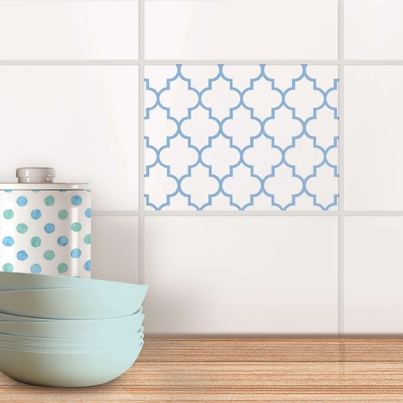 Fliesenfolie für Küche & Bad - Design: Retro Pattern - Blau