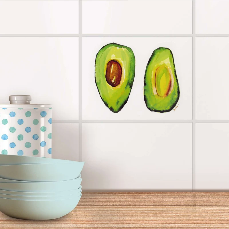 Fliesenfolie für Küche & Bad - Design: Avocado halb und halb