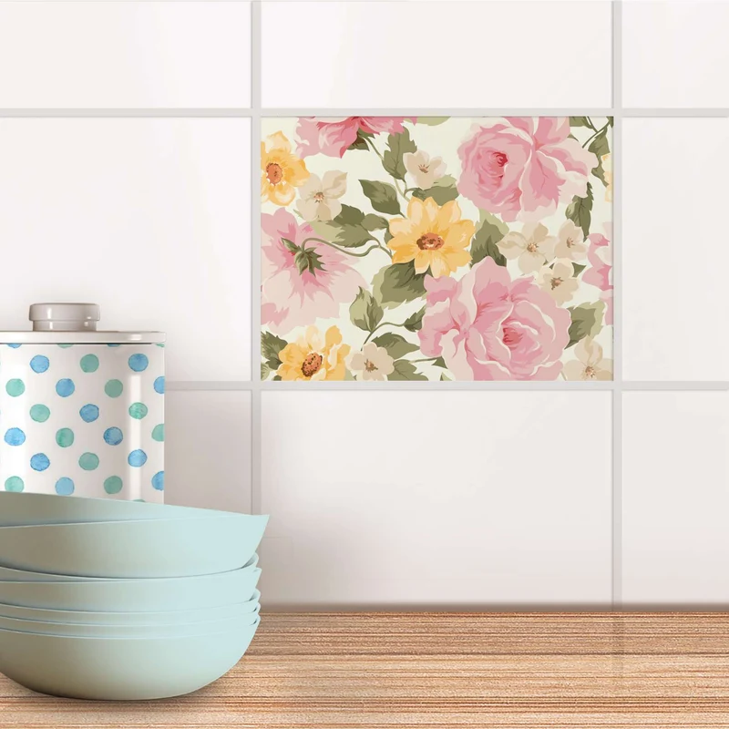 Fliesenfolie für Küche & Bad - Design: Vintage Flowers