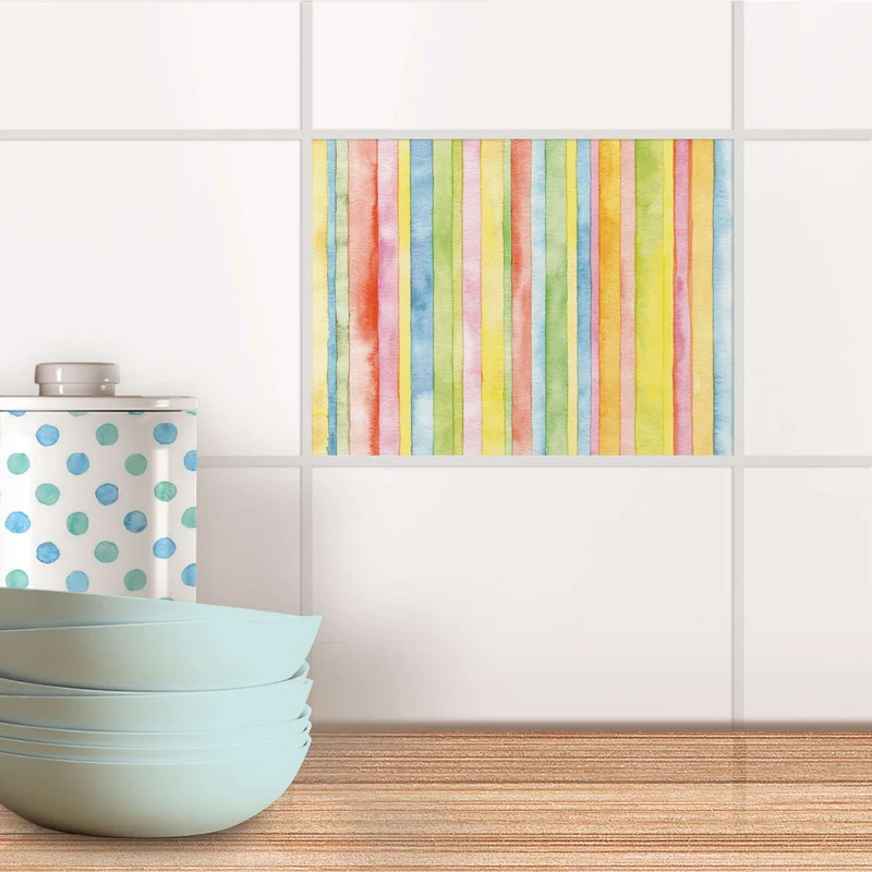 Fliesenfolie für Küche & Bad - Design: Watercolor Stripes