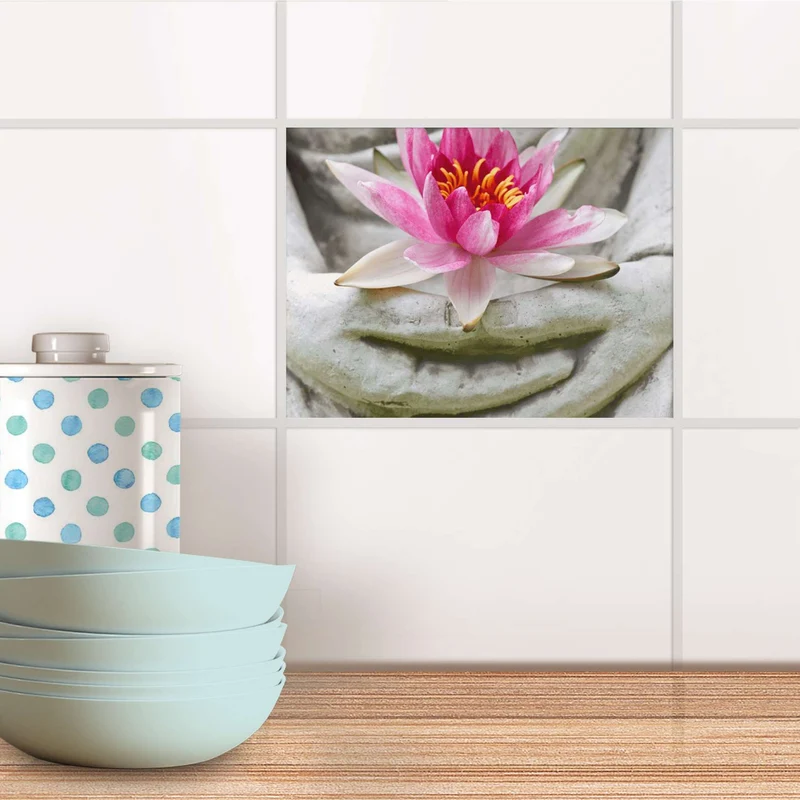Fliesenfolie für Küche & Bad - Design: Flower Buddha