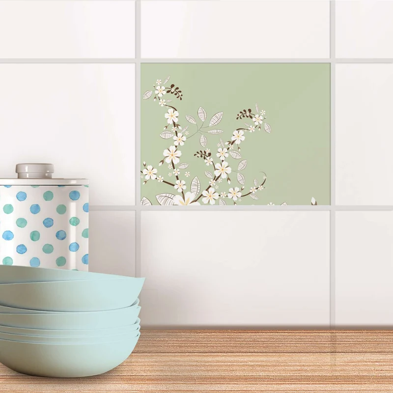 Fliesenfolie für Küche & Bad - Design: White Blossoms