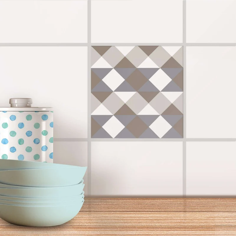 Fliesenaufkleber für Küche & Bad - Design: Triangle Pattern - Grau