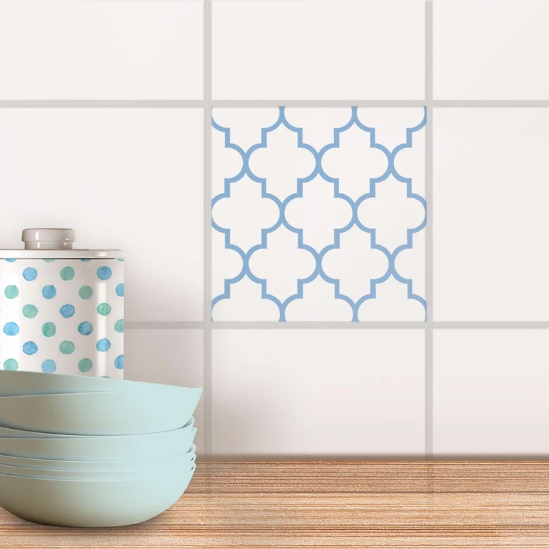 Fliesenaufkleber für Küche & Bad - Design: Retro Pattern - Blau