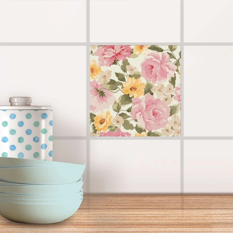 Fliesenaufkleber für Küche & Bad - Design: Vintage Flowers