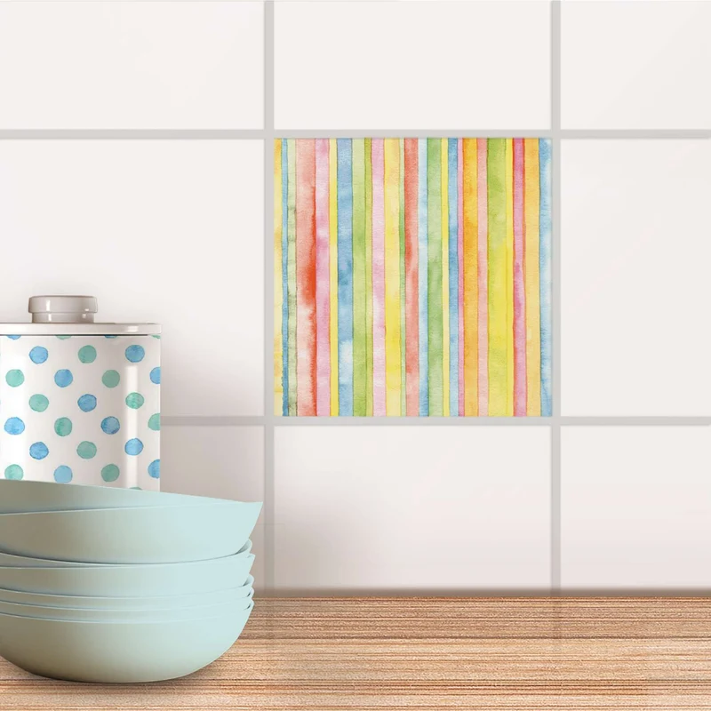 Fliesenaufkleber für Küche & Bad - Design: Watercolor Stripes