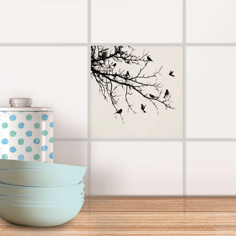 Fliesenaufkleber für Küche & Bad - Design: Tree and Birds 1