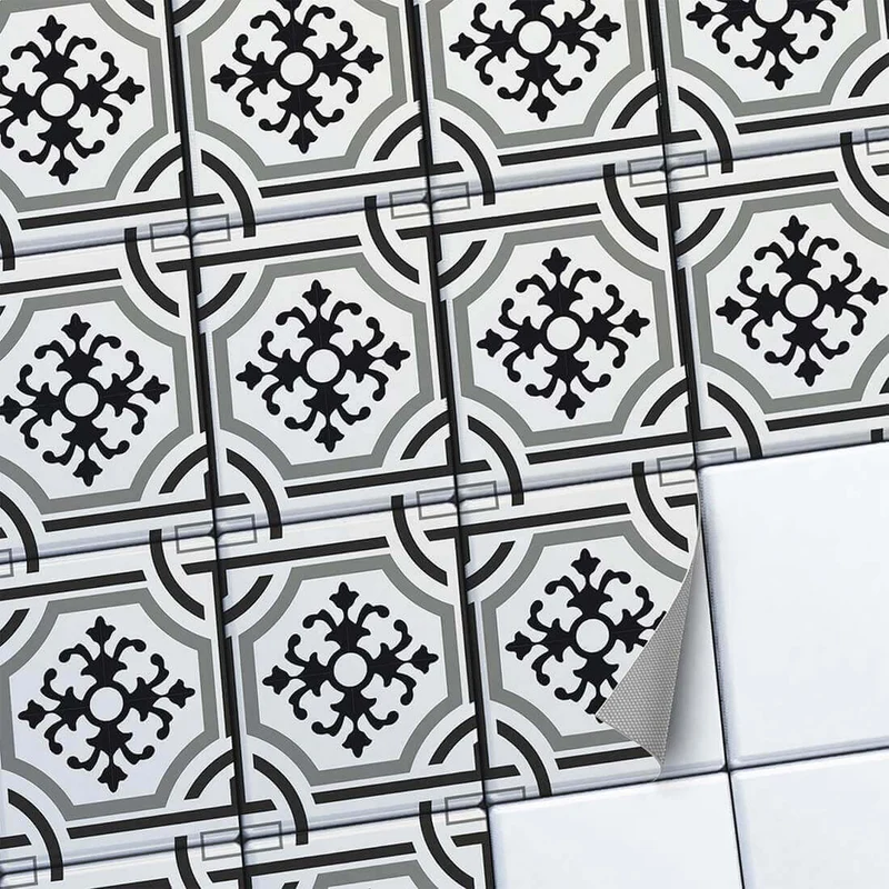 Fliesenaufkleber Set [rechteckig] für Küche & Bad - Design: Grey ornaments