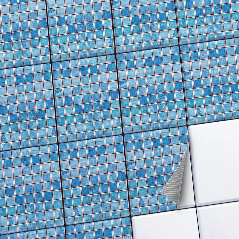 Fliesenaufkleber Set [rechteckig] für Küche & Bad - Design: Mosaik Blau