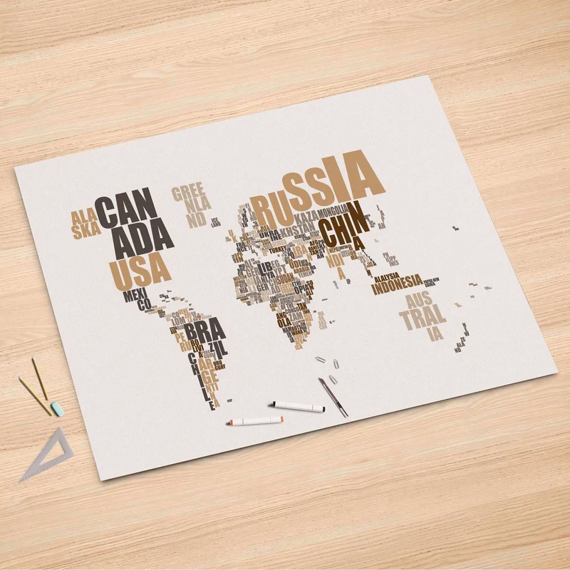 Folienbogen (150x100 cm) - Design: World Map - Braun