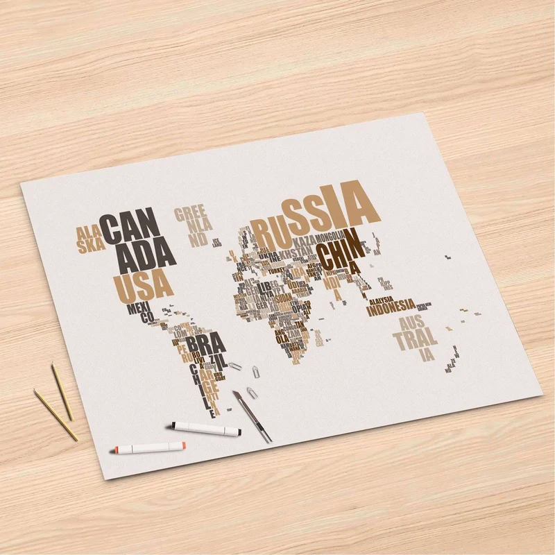 Folienbogen (120x80 cm) - Design: World Map - Braun