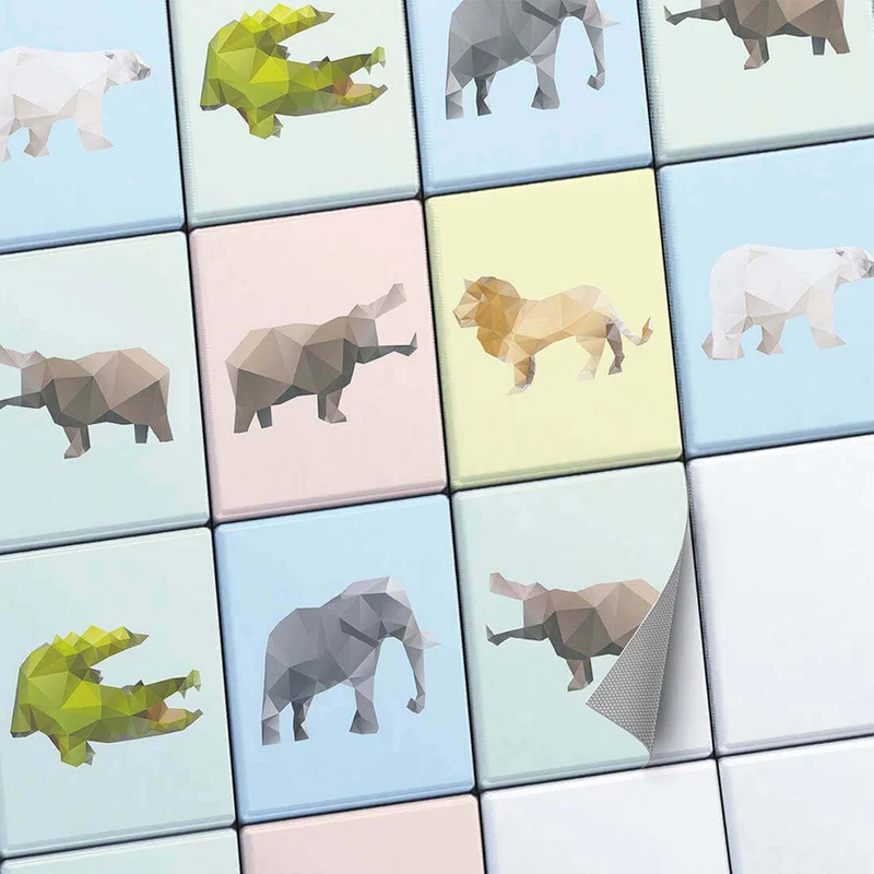 Fliesenaufkleber Set [rechteckig] für Küche & Bad - Design: Origami Tiere