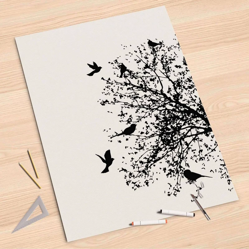 Folienbogen (80x120 cm) - Design: Tree and Birds 2
