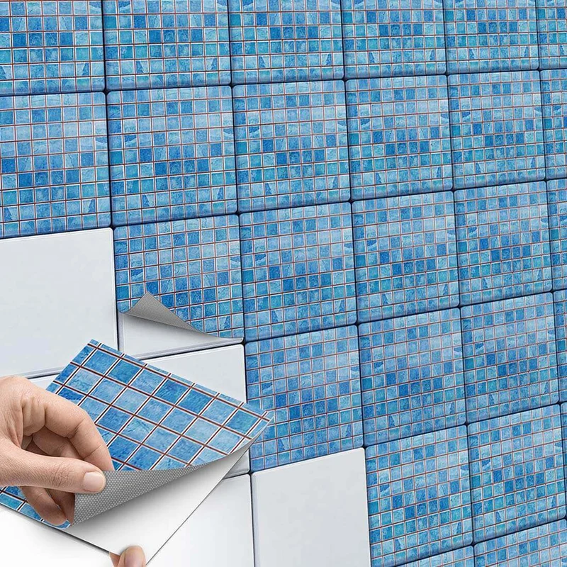 Fliesenaufkleber Set für Küche & Bad - Design: Mosaik Blau