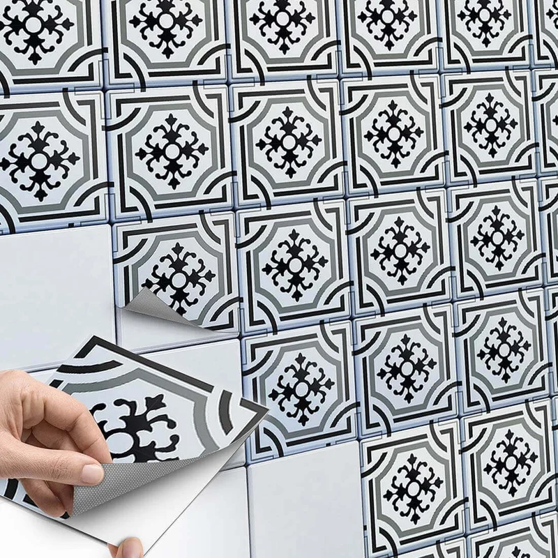 Fliesenaufkleber Set für Küche & Bad - Design: Grey ornaments