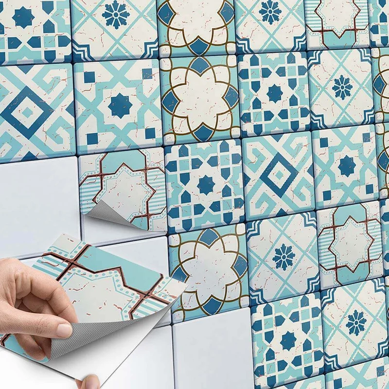 Fliesenaufkleber Set für Küche & Bad - Design: Mediterranean Tile Set - Emerald Green