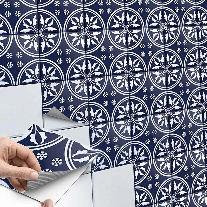 Fliesenaufkleber Set für Küche & Bad - Design: Deep Blue Pattern