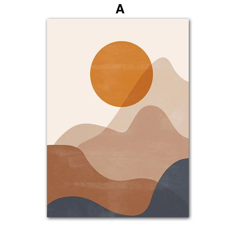Poster Boho Abtrakt Boho · Berge Sonne | Bilder Wohnzimmer | Wandbilder Schlafzimmer | Deko Print ohne Rahmen | Bilder Kunstdruck